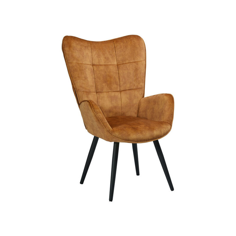 Meubles Cosy - Sessel – gepolsterter Stuhl – Wohnzimmer im skandinavischen Stil – Stoff und braune Metallbeine – 68 x 74 x 106 cm - SENF