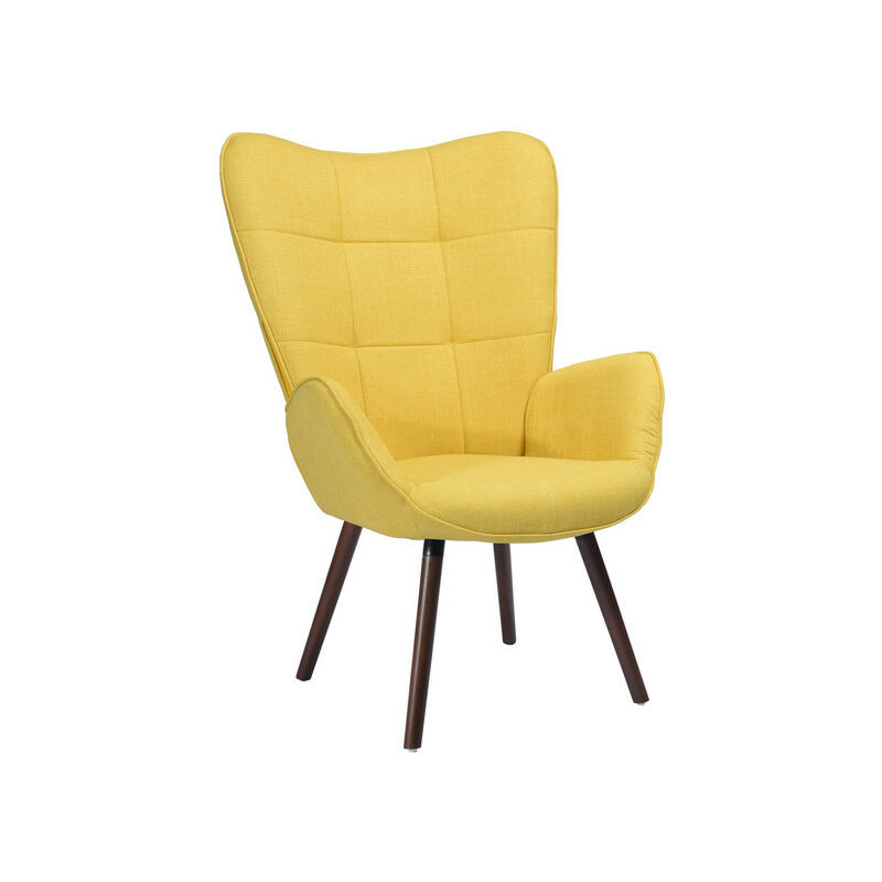 MEUBLES COSY Gelber Sessel – Gepolsterter Stuhl – Wohnzimmer – Skandinavischer Stil – Beine aus Stoff und Buchenholz – 68 x 74 x 106 cm - GELB