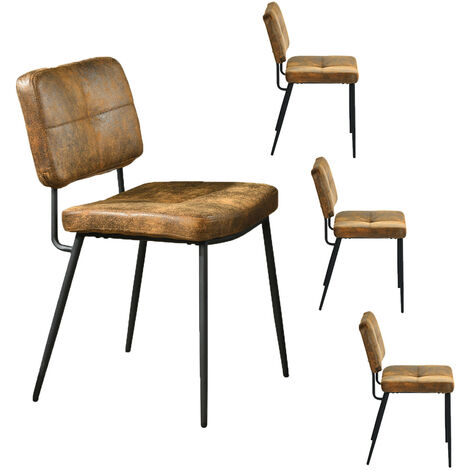 MEUBLES COSY Set aus 4 Esszimmerstühlen – Retro Vintage – mit Rückenlehne, gepolstertem Sitz – in Wildleder – Metallbeinen – für Küche, Wohnzimmer, Schlafzimmer, Büro