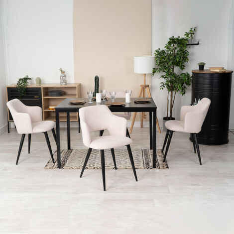 MEUBLES COSY Set da pranzo composto da 5 pezzi e sedie: un tavolo da pranzo allungabile + 4 sedie in microfibra beige.