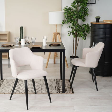 MEUBLES COSY Set mit 2 skandinavischen Esszimmerstühlen aus beigem Samt