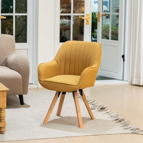 MEUBLES COSY Skandinavischer Drehstuhl CARSON für Esszimmer in gelbem Stoff