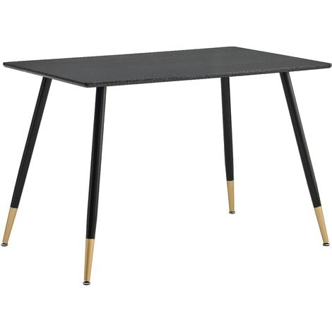 MEUBLES COSY Table à manger rectangulaire de style industriel avec structure en métal et plateau effet marbre pour 4 personnes - Marbre/Noir et or
