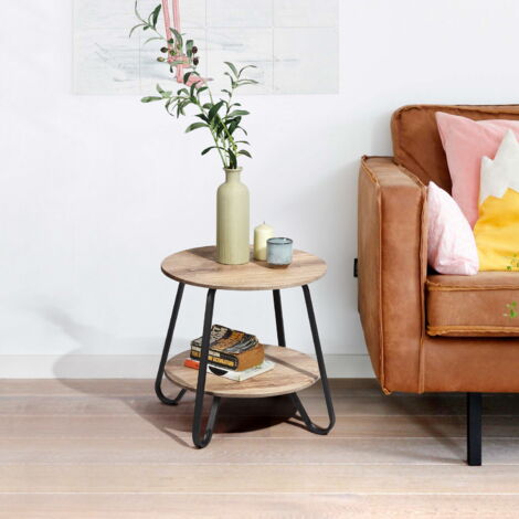 MEUBLES COSY Table d'appoint avec plateau en bois plus cadre en métal et une étagère de style scandinave