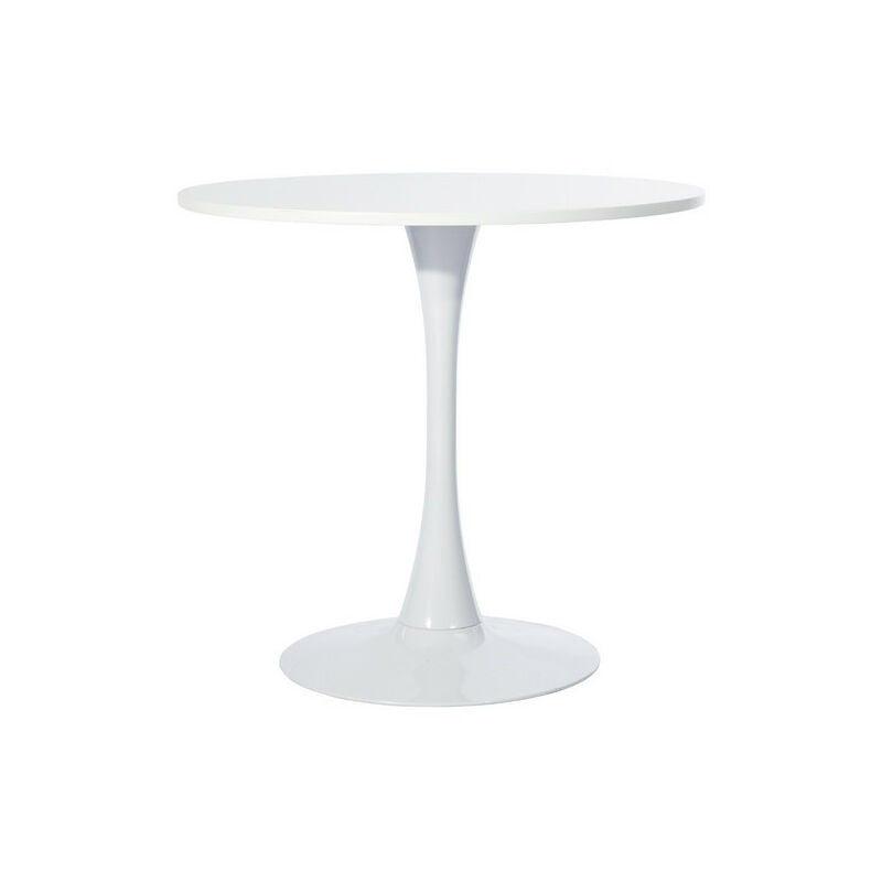 Table Salle à Manger Ronde Scandinave 2-4 Personnes pour Salon Cuisine,en Bois d'ingénierie et métal, Blanc,80x80x73cm - Meubles Cosy