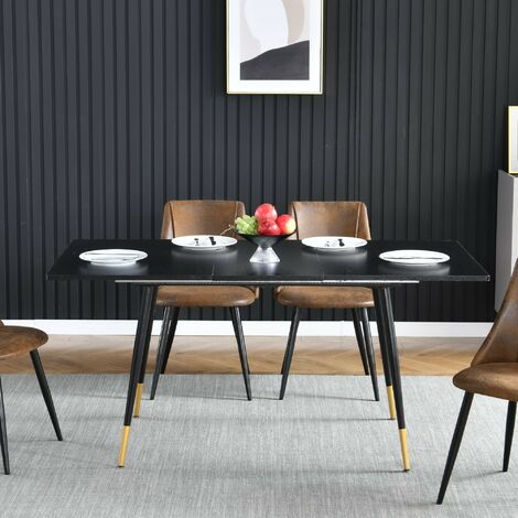 MEUBLES COSY Tavolo da pranzo allungabile con gambe in metallo e piano in legno da 4 a 6 persone in stile industriale