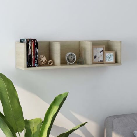 Meubles de Rangement CD/DVD  Meubles Étagère murale Chêne sonoma 75x18x18 cm Aggloméré 94878
