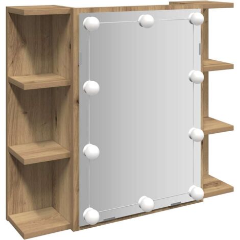 Meubles de Rangement，Armoire à miroir avec LED chêne artisanal 70x16,5x60 cm CFW208992