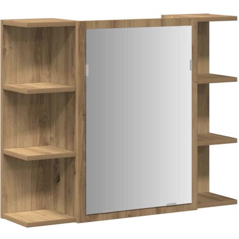 Meubles de Rangement，Armoire à miroir de salle de bain chêne artisanal 80x20,5x64 cm CFW140006