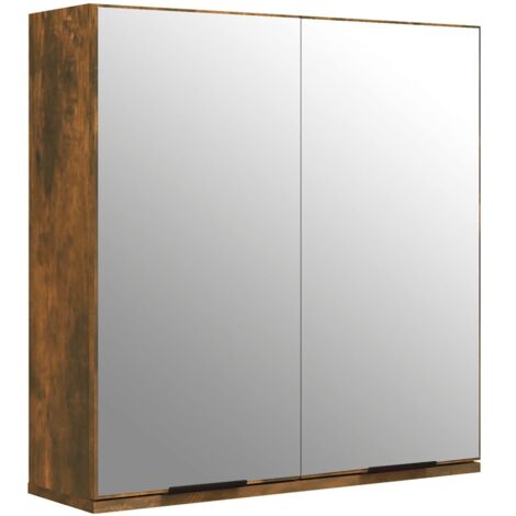 Meubles de Rangement，Armoire à miroir de salle de bain Chêne fumé 64x20x67 cm CFW547292