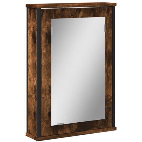 Meubles de Rangement，Armoire à miroir de salle de bain chêne fumé bois d’ingénierie CFW949205