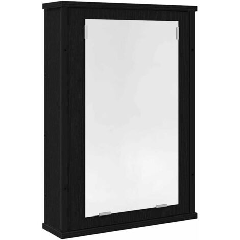 Meubles de Rangement，Armoire à miroir de salle de bain chêne noir bois ingénierie CFW355159