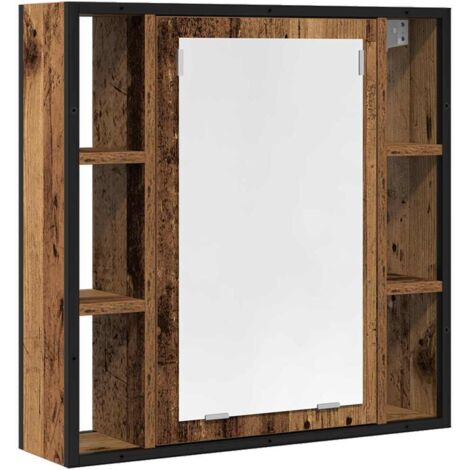 Meubles de Rangement，Armoire à miroir de salle de bain vieux bois bois d'ingénierie CFW508478