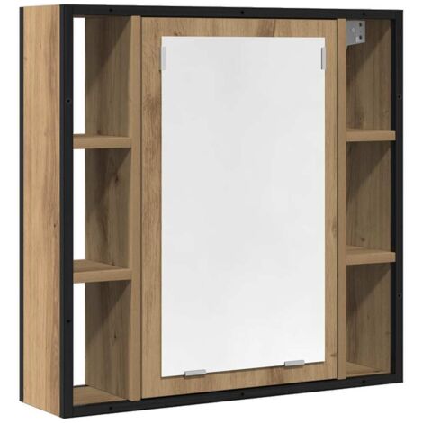 Meubles de Rangement，Armoire à miroir salle de bain chêne artisanal bois ingénierie CFW749417