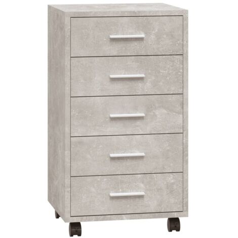 Meubles de Rangement,Armoire à tiroirs avec roulettes Gris béton Bois d'ingénierie CFW917510