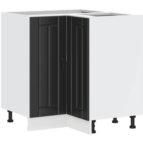 Meubles de Rangement，Armoire d'angle de cuisine Lucca noir bois d'ingénierie CFW379135