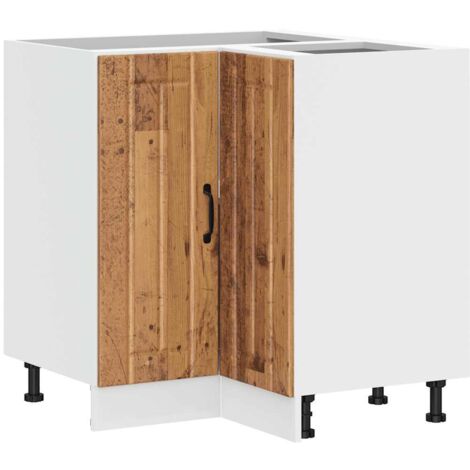 Meubles de Rangement，Armoire d'angle de cuisine Lucca vieux bois bois d'ingénierie CFW396988