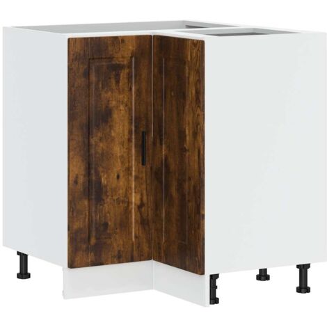 Meubles de Rangement，Armoire d'angle de cuisine Porto chêne fumé bois d'ingénierie CFW517279