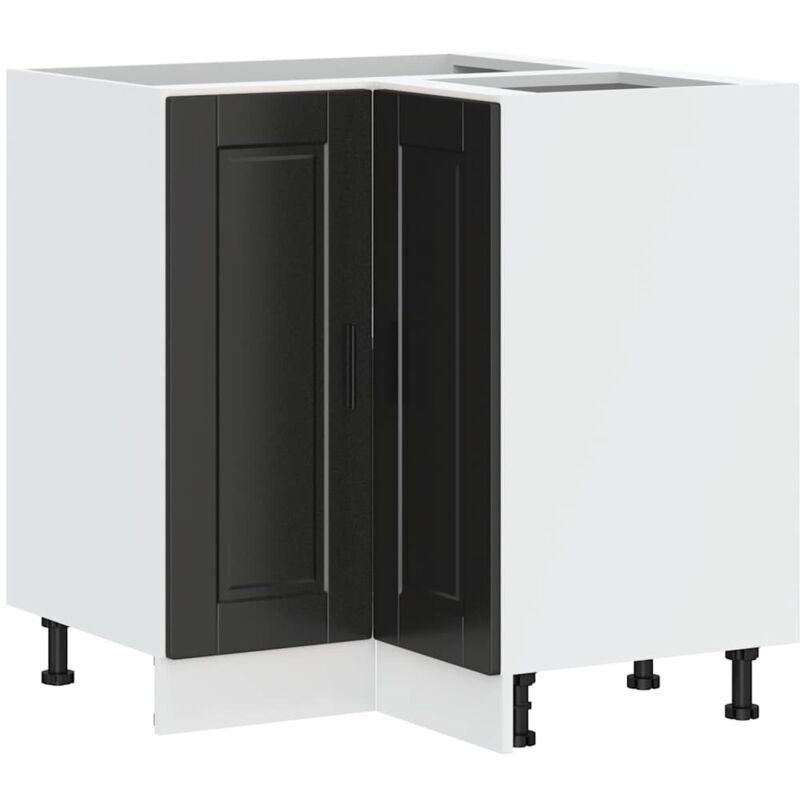 Meubles de Rangement，Armoire d'angle de cuisine Porto noir bois d'ingénierie CFW321540