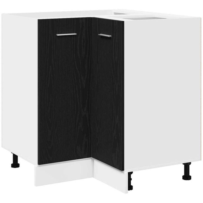 Meubles de Rangement，Armoire d'angle en bas Riga Chêne noir 75,5 x 75,5 x 81,5 cm CFW261361