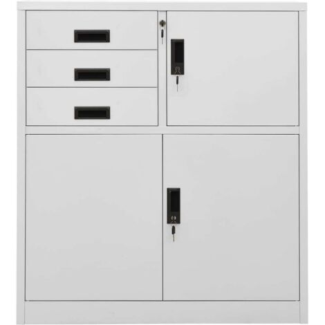 Meubles de Rangement，Armoire de bureau Gris clair 90x40x102 cm Acier CFW247168