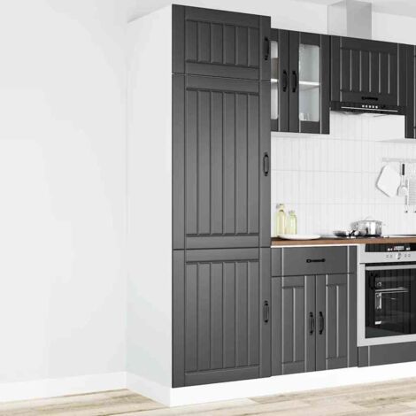 Meubles de Rangement，Armoire de cuisine Lucca noir bois d'ingénierie CFW648321