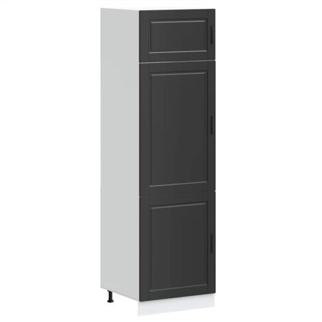 Meubles de Rangement，Armoire de cuisine Porto noir bois d'ingénierie CFW611295