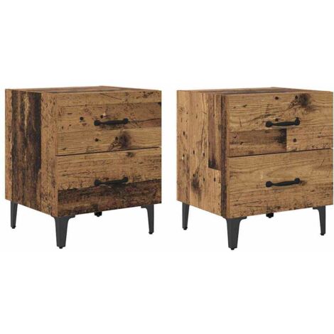 Meubles de Rangement,Armoire de lit avec tiroir 2 pcs Bois ancien 40 x 35 x 47.5 cm CFW313949