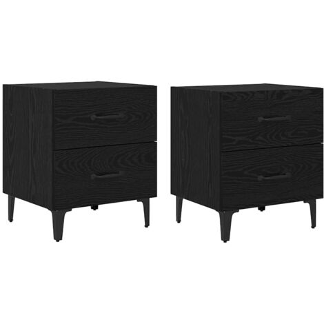 Meubles de Rangement,Armoire de lit avec tiroir 2 pcs Chêne noir 40 x 35 x 47.5 cm CFW280508