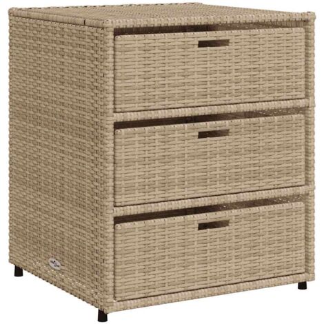 Meubles de Rangement，Armoire de rangement de jardin beige 55x59x69 cm résine tressée CFW892123