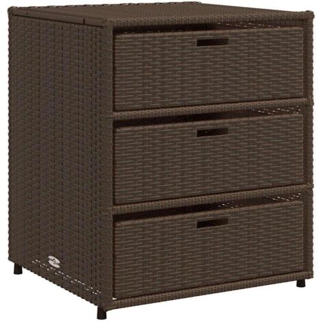 Meubles de Rangement，Armoire de rangement de jardin marron 55x59x69cm résine tressée CFW895503