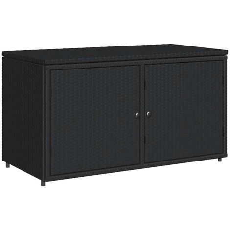 Meubles de Rangement，Armoire de rangement jardin noir 110x55x60,5 cm résine tressée CFW771445
