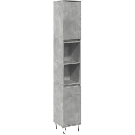 Meubles de Rangement，Armoire de salle de bain gris béton 30x30x190 cm CFW164367