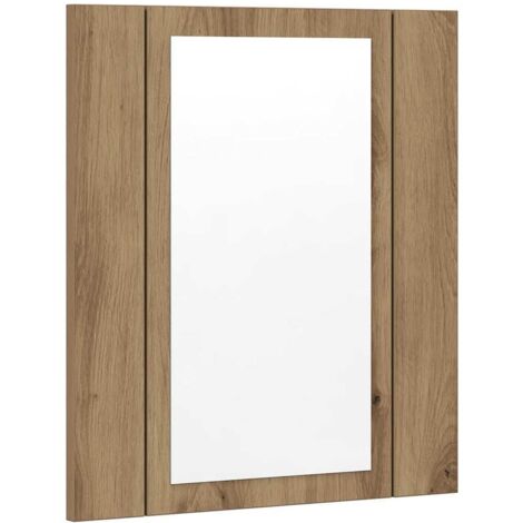 Meubles de Rangement，Armoire de salle de bain miroir LED chêne artisanal 40x12x45 cm CFW285697