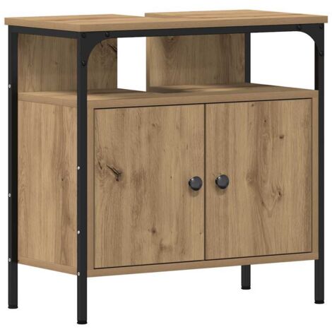 Meubles de Rangement，Armoire lavabo de salle de bain chêne artisanal 60x30x60 cm CFW941603