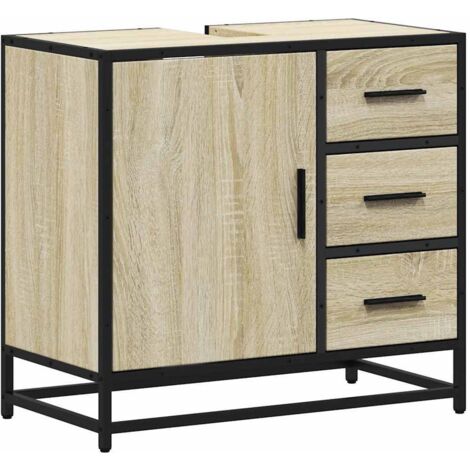 Meubles de Rangement，Armoire lavabo de salle de bain chêne sonoma bois d'ingénierie CFW279538