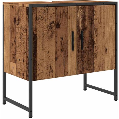 Meubles de Rangement，Armoire lavabo de salle de bain vieux bois 60x33x60 cm CFW611856