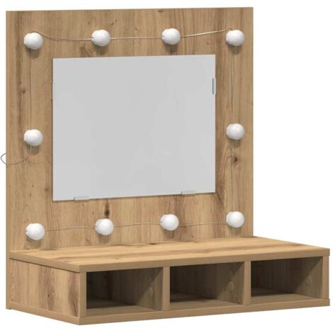 Meubles de Rangement，Armoire Miroir avec étagère chêne artisanal 62 x 31,5 x 62 cm CFW915916