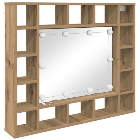 Meubles de Rangement，Armoire Miroir avec étagère chêne artisanal 91 x 15 x 76.5 cm CFW967347