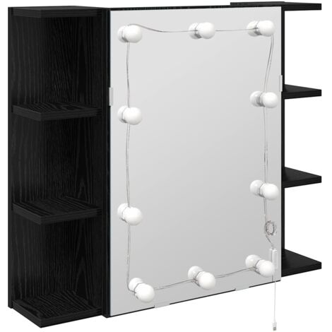 Meubles de Rangement，Armoire Miroir Chêne noir 70 x 16,5 x 60 cm Bois d'ingénierie CFW445015