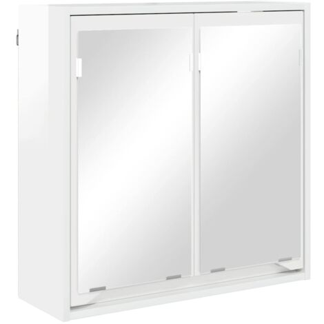 Meubles de Rangement，Armoire Miroir de Salle de Bain Blanc brillant 60 x 20 x 60 cm CFW347194