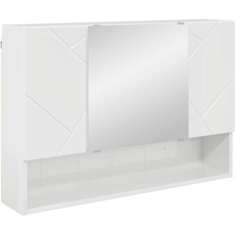 Meubles de Rangement，Armoire Miroir de Salle de Bain Blanc brillant 80 x 17 x 55 cm CFW376692