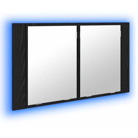 Meubles de Rangement，Armoire Miroir de Salle de Bain Chêne noir 80 x 12 x 45 cm CFW315426