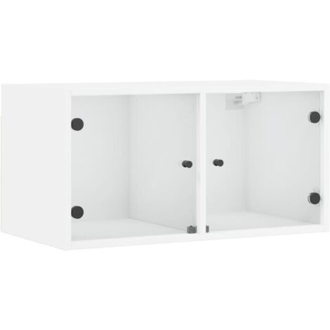 Meubles de Rangement,Armoire murale avec portes en verre blanc 68,5x37x35 cm CFW310183