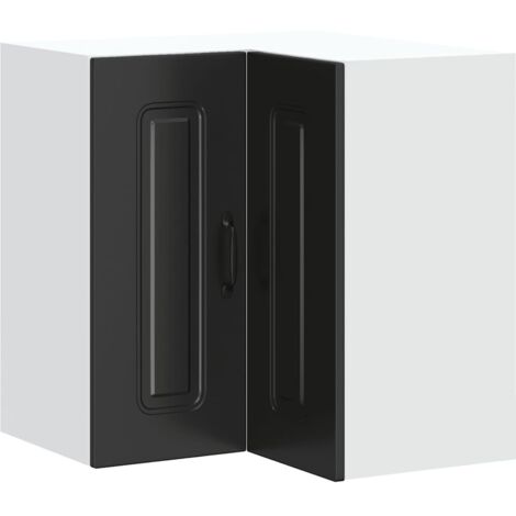 Meubles de Rangement，Armoire murale d'angle de cuisine Kalmar noir bois d'ingénierie CFW197815