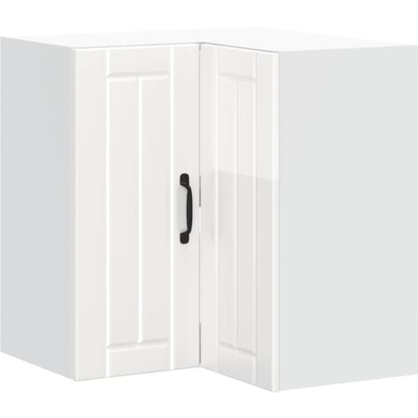 Meubles de Rangement，Armoire murale d'angle de cuisine Lucca blanc brillant CFW821556