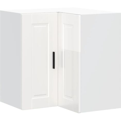Meubles de Rangement,Armoire murale d'angle de cuisine Porto blanc brillant CFW372835