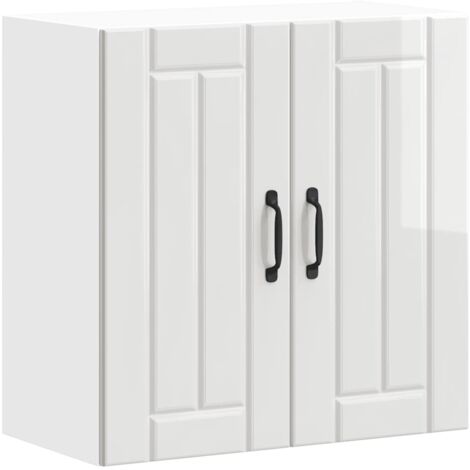 Meubles de Rangement，Armoire murale de cuisine Lucca blanc brillant bois ingénierie CFW982341