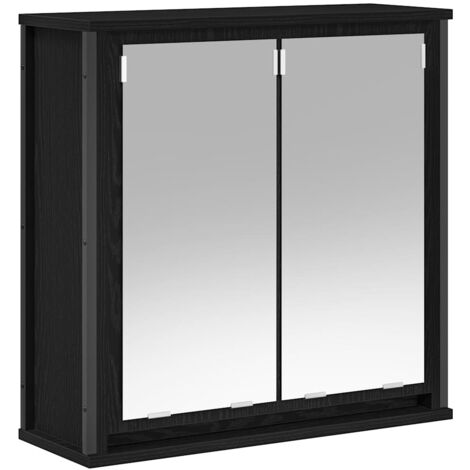 Meubles de Rangement，Armoire murale de salle de bain miroir chêne noir 60x21x60 cm CFW854475
