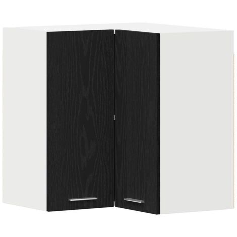 Meubles de Rangement，Armoire Suspendue d'Angle Riga Chêne noir 57 x 57 x 60 cm CFW473059